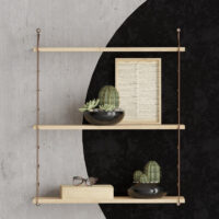 GP052-02231-1 Ραφιέρα τοίχου Armoni Megapap χρώμα sapphire oak - καφέ μέταλλο 72x20x85εκ.