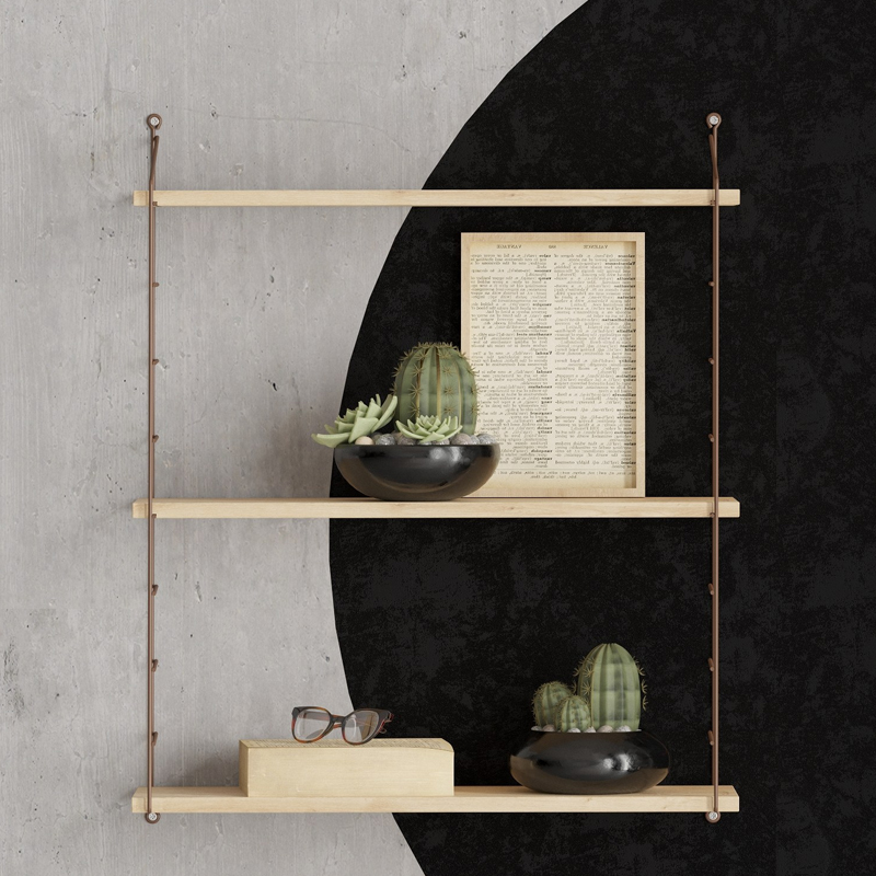 GP052-02231-1 Ραφιέρα τοίχου Armoni Megapap χρώμα sapphire oak - καφέ μέταλλο 72x20x85εκ.