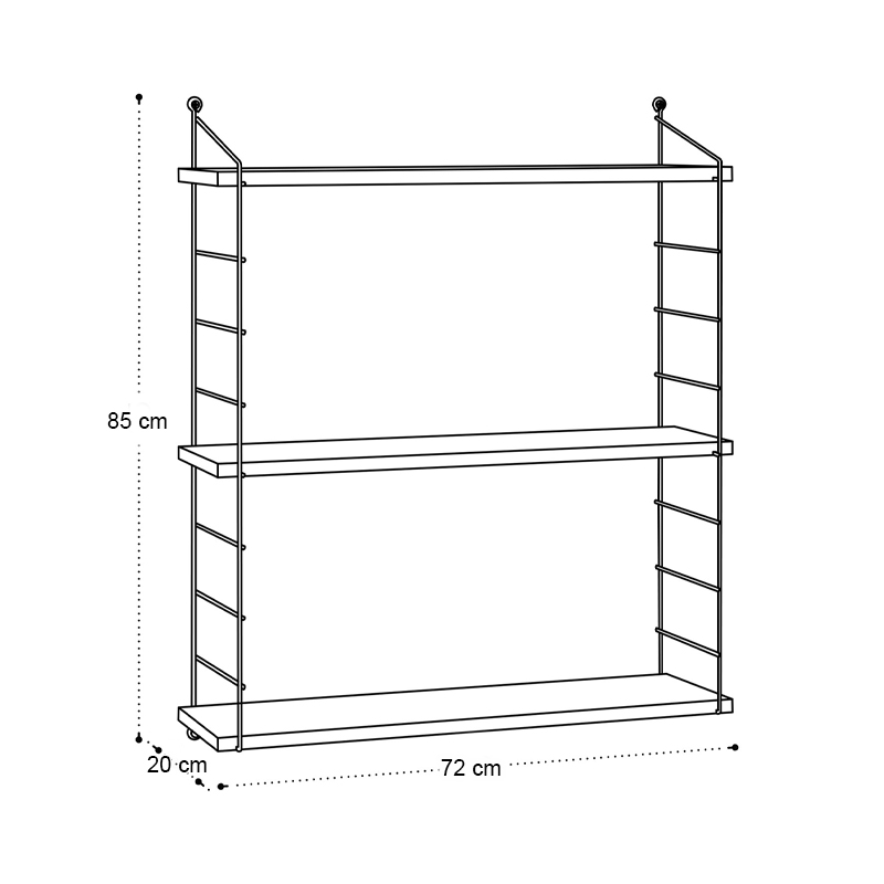 GP052-02231-3 Ραφιέρα τοίχου Armoni Megapap χρώμα sapphire oak - καφέ μέταλλο 72x20x85εκ.