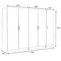Ντουλάπα ρούχων Victoria Megapap πεντάφυλλη χρώμα καρυδί 250x60x181εκ.