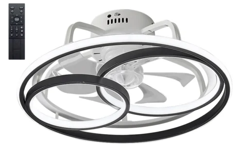 POWERTECH ανεμιστήρας οροφής HLL-0108 με LED φως, 50W, Φ50x21cm, μαύρος