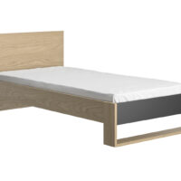 Nael κρεβάτι μονό 100x195x80εκ. (  για στρώμα 90x200εκ. ) Rookwood Oak / Μαύρο