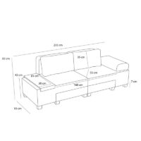 Καναπές - κρεβάτι πολυμορφικός Perenna Megapap τριθέσιος υφασμάτινος χρώμα κρεμ 233x93x83εκ.