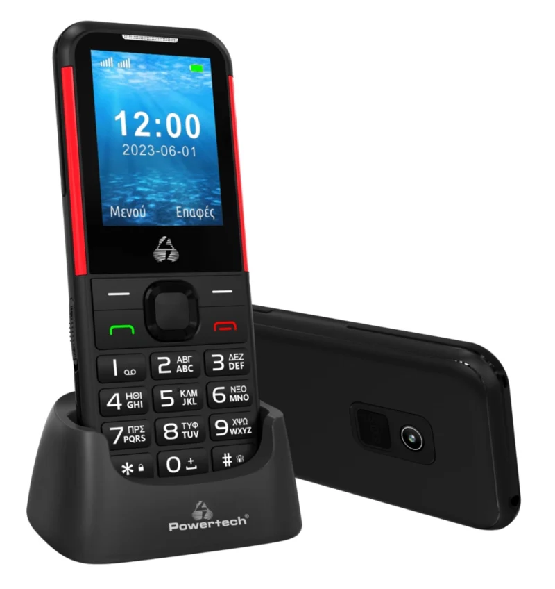 PTM-33 POWERTECH κινητό τηλέφωνο Sentry 4G PTM-33, SOS Call, με φακό, μαύρο