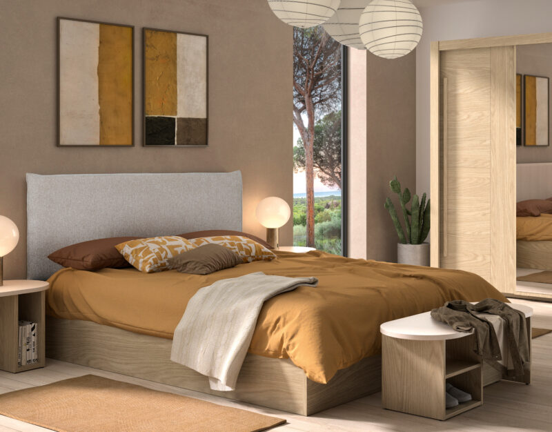 Auriol κρεβάτι διπλό με αποθηκευτικό χώρο 166x210x101εκ. ( για στρώμα 160x200εκ. ) Rookwood Oak / Γκρι