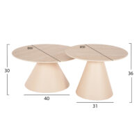 ΒΟΗΘΗΤΙΚΑ ΤΡΑΠΕΖΑΚΙΑ 2ΤΜΧ NANZA HM9927 ΜΕΤΑΛΛΟ ΚΡΕΜ-ΜΠΕΖ ΚΕΡΑΜΙΚΟ TOP Φ50&Φ60 εκ.