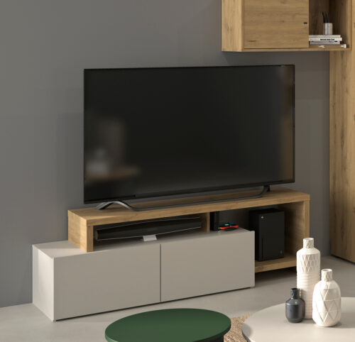 Craft έπιπλο τηλεόρασης με 2 πόρτες 155/136x45/36x50/33εκ. Artisan Oak / Greige Craft έπιπλο τηλεόρασης με 2 πόρτες 155/136x45/36x50/33εκ. Artisan Oak / Greige