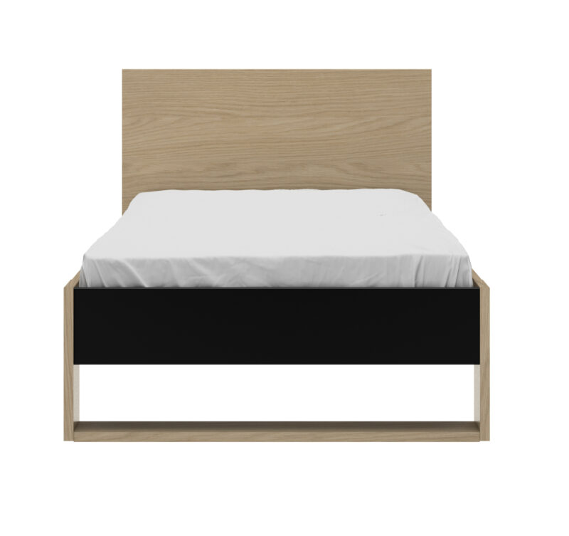 Nael κρεβάτι μονό 100x195x80εκ. (  για στρώμα 90x200εκ. ) Rookwood Oak / Μαύρο