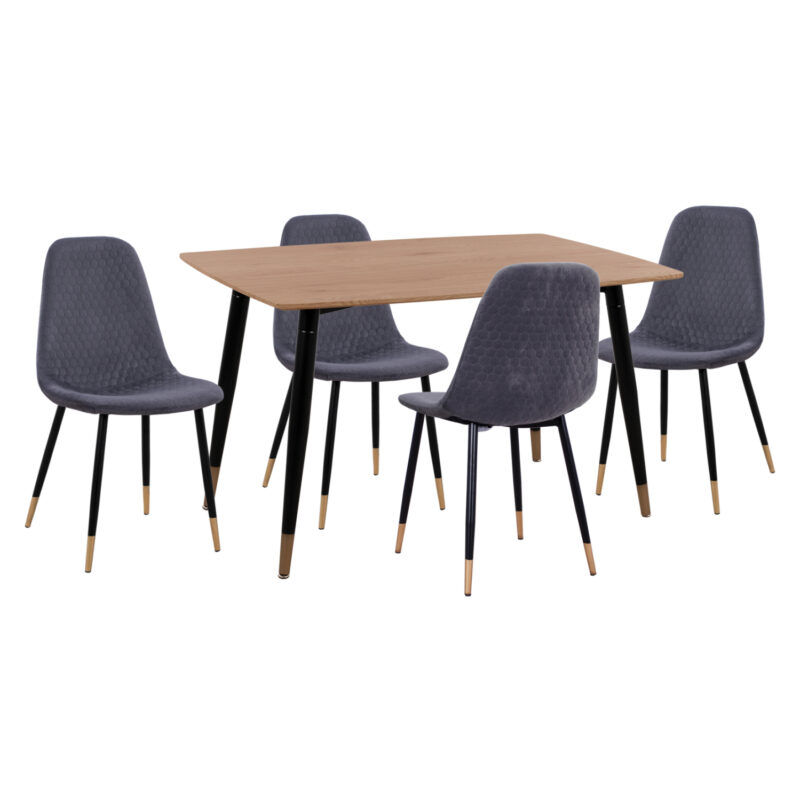 set-trapezarias-5tmch-fb91119601-mdf-top ΣΕΤ ΤΡΑΠΕΖΑΡΙΑΣ 5ΤΜΧ ALIZA HM11196.01 MDF TOP-ΒΕΛΟΥΔΟ ΓΚΡΙ & ΜΕΤΑΛΛΟ ΜΑΥΡΟ