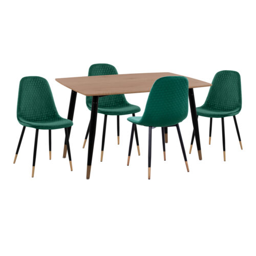 ΣΕΤ ΤΡΑΠΕΖΑΡΙΑΣ 5ΤΜΧ ALIZA HM11196.03 MDF TOP-ΒΕΛΟΥΔΟ ΚΥΠΑΡΙΣΣΙ & ΜΕΤΑΛΛΟ ΜΑΥΡΟ