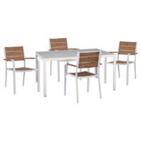 ΣΕΤ ΤΡΑΠΕΖΑΡΙΑΣ 5ΤΜΧ ΤΡΑΠ. 150Χ90 & ΠΟΛ/ΝΕΣ ΑΛΟΥΜΙΝΙΟΥ ΜΕ POLYWOOD ΛΕΥΚΕΣ HM11706.01