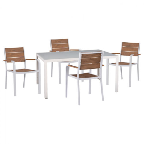 ΣΕΤ ΤΡΑΠΕΖΑΡΙΑΣ 5ΤΜΧ ΤΡΑΠ. 150Χ90 & ΠΟΛ/ΝΕΣ ΑΛΟΥΜΙΝΙΟΥ ΜΕ POLYWOOD ΛΕΥΚΕΣ HM11706.01