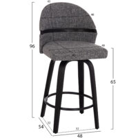 ΣΚΑΜΠΟ ΜΠΑΡ ΠΕΡΙΣΤΡΕΦΟΜΕΝΟ DEKKER HM18250.03 PLYWOOD ΜΑΥΡΟ--ΥΦΑΣΜΑ ΓΚΡΙ 48x54x96Υεκ. 2τμχ