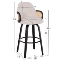 ΣΚΑΜΠΟ ΜΠΑΡ ΠΕΡΙΣΤΡΕΦΟΜΕΝΟ BECKER HM18251.02 PLYWOOD ΜΑΥΡΟ--ΕΚΡΟΥ ΥΦΑΣΜΑ 50x52x100Υ 2τμχ