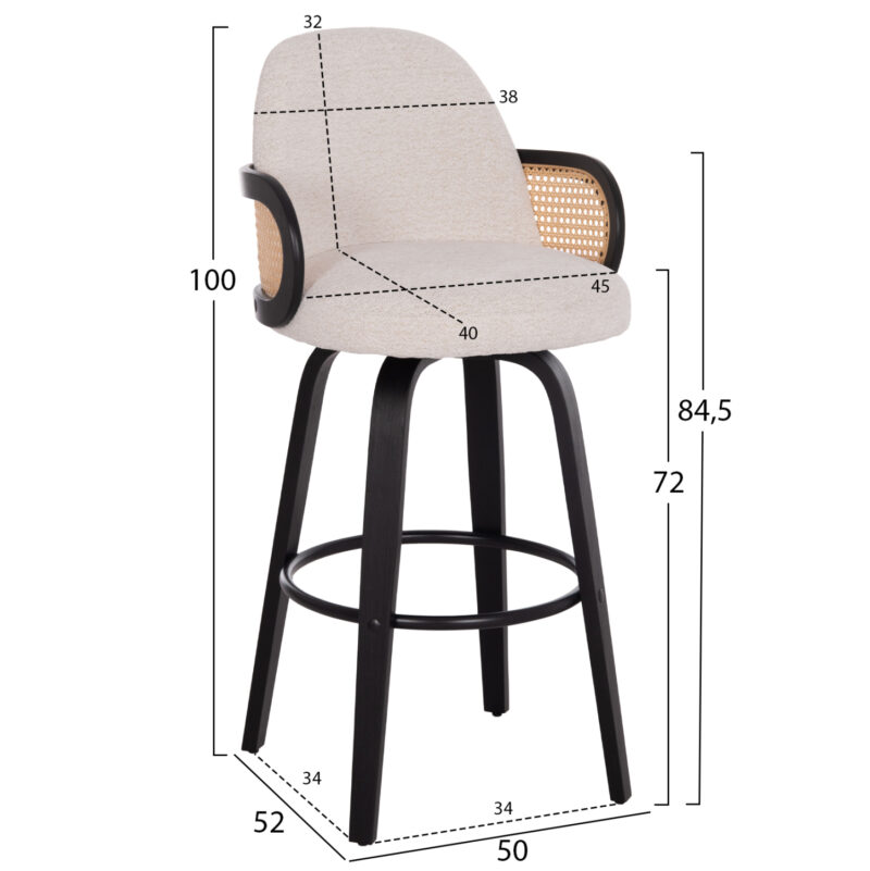 ΣΚΑΜΠΟ ΜΠΑΡ ΠΕΡΙΣΤΡΕΦΟΜΕΝΟ BECKER HM18251.02 PLYWOOD ΜΑΥΡΟ--ΕΚΡΟΥ ΥΦΑΣΜΑ 50x52x100Υ 2τμχ