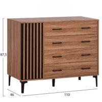 ΣΥΡΤΑΡΙΕΡΑ ΣΕΙΡΑ HARRY HM18009.01 ΜΕΛΑΜΙΝΗ ΦΥΣΙΚΟ ΞΥΛΟΥ-ΜΑΥΡΟ 110x46x87,5Υεκ.