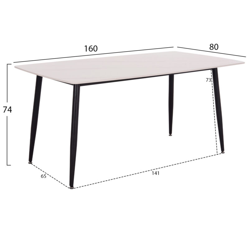 ΤΡΑΠΕΖΙ RAVEN HM18150.01 ΚΕΡΑΜΙΚΟ TOP ΜΕ ΟΨΗ ΛΕΥΚΟ ΜΑΡΜΑΡΟ 160x80x74Υεκ.