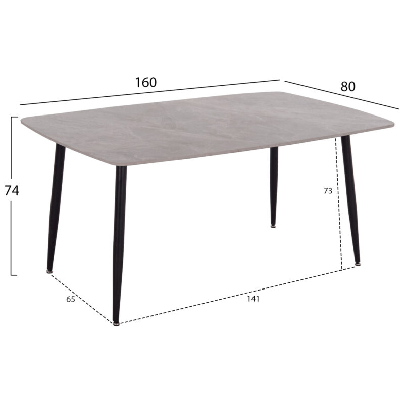 ΤΡΑΠΕΖΙ RAVEN HM18150.13 ΚΕΡΑΜΙΚΟ TOP ΜΕ ΟΨΗ ΓΚΡΙ ΜΑΡΜΑΡΟ 160x80x74Υεκ.