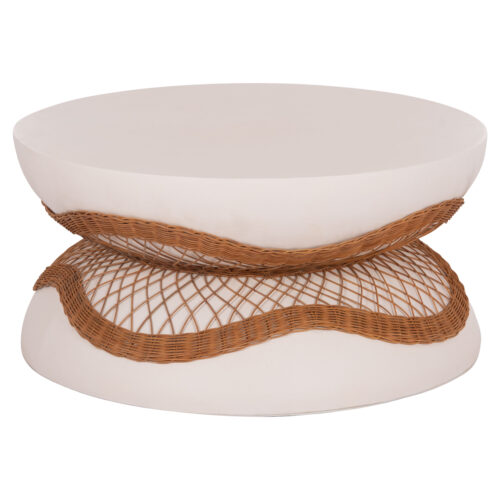 trapezi-salonioy-fb91815702-fiber-cement ΤΡΑΠΕΖΙ ΣΑΛΟΝΙΟΥ ANNA HM18157.02 FIBER CEMENT ΛΕΥΚΟ-ΦΥΣΙΚΟ RATTAN--Φ92x44.5Υεκ