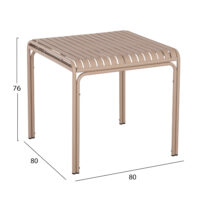 ΤΡΑΠΕΖΙ ΤΕΤΡΑΓΩΝΟ ΑΛΟΥΜΙΝΙΟΥ RACHEL HM6338.04 ΣΑΜΠΑΝΙ 80x80x76Υεκ.