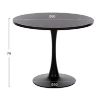 ΤΡΑΠΕΖΙ ΤΡΑΠΕΖΑΡΙΑΣ ROLLO HM9421.12 ΣΤΡΟΓΓΥΛΟ BLACK MARBLE Φ90x74Υεκ.