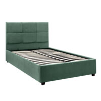 Κρεβάτι Kingston Megapap βελούδινο με αποθηκευτικό χώρο χρώμα κυπαρισσί 120x200εκ.