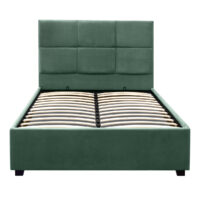 Κρεβάτι Kingston Megapap βελούδινο με αποθηκευτικό χώρο χρώμα κυπαρισσί 120x200εκ.