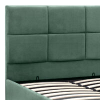 Κρεβάτι Kingston Megapap βελούδινο με αποθηκευτικό χώρο χρώμα κυπαρισσί 120x200εκ.