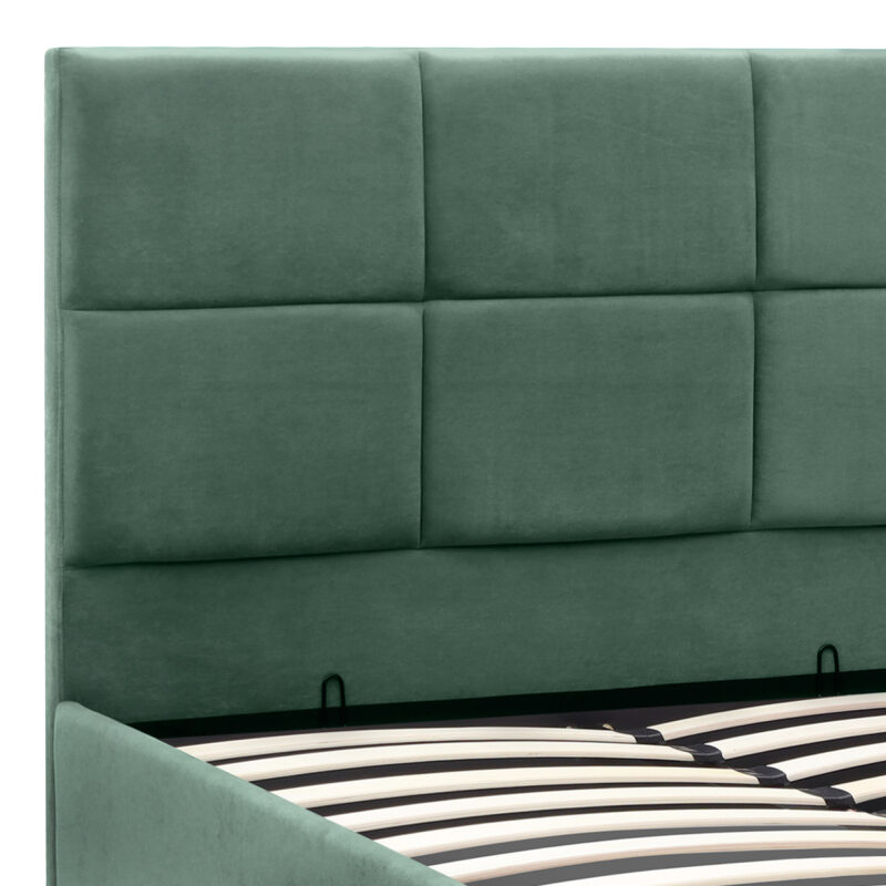 Κρεβάτι Kingston Megapap βελούδινο με αποθηκευτικό χώρο χρώμα κυπαρισσί 120x200εκ.