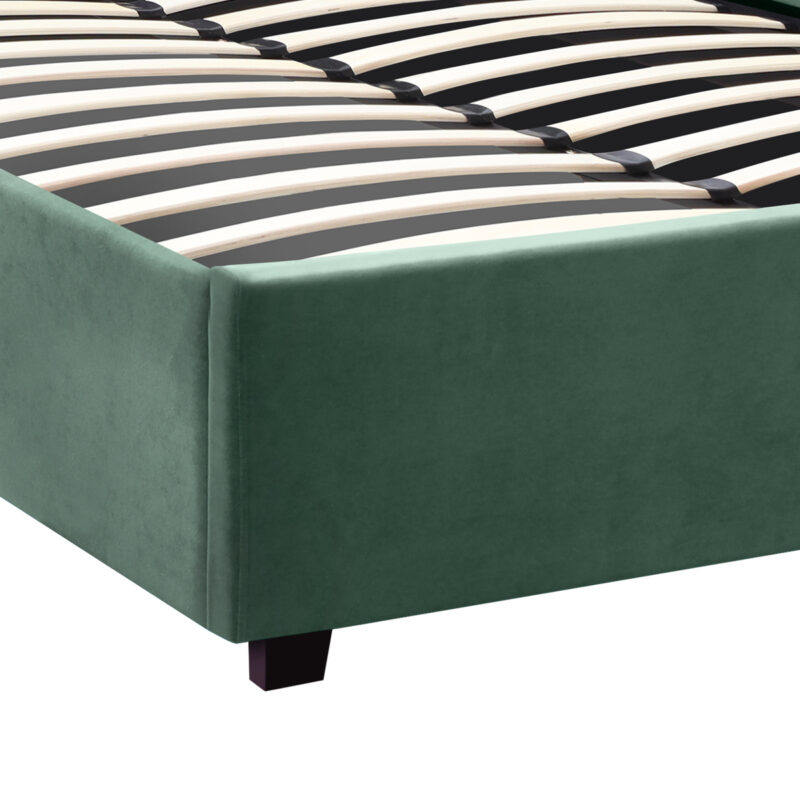 Κρεβάτι Kingston Megapap βελούδινο με αποθηκευτικό χώρο χρώμα κυπαρισσί 120x200εκ.