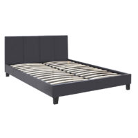 Κρεβάτι Flat Megapap από τεχνόδερμα χρώμα μαύρο ματ 160x200εκ.