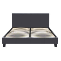 Κρεβάτι Flat Megapap από τεχνόδερμα χρώμα μαύρο ματ 160x200εκ.