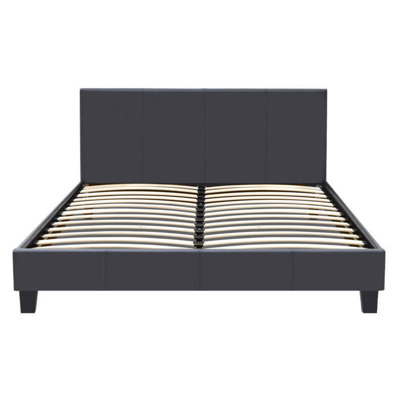 Κρεβάτι Flat Megapap από τεχνόδερμα χρώμα μαύρο ματ 160x200εκ.