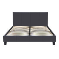 Κρεβάτι Flat Megapap από τεχνόδερμα χρώμα μαύρο ματ 150x200εκ.