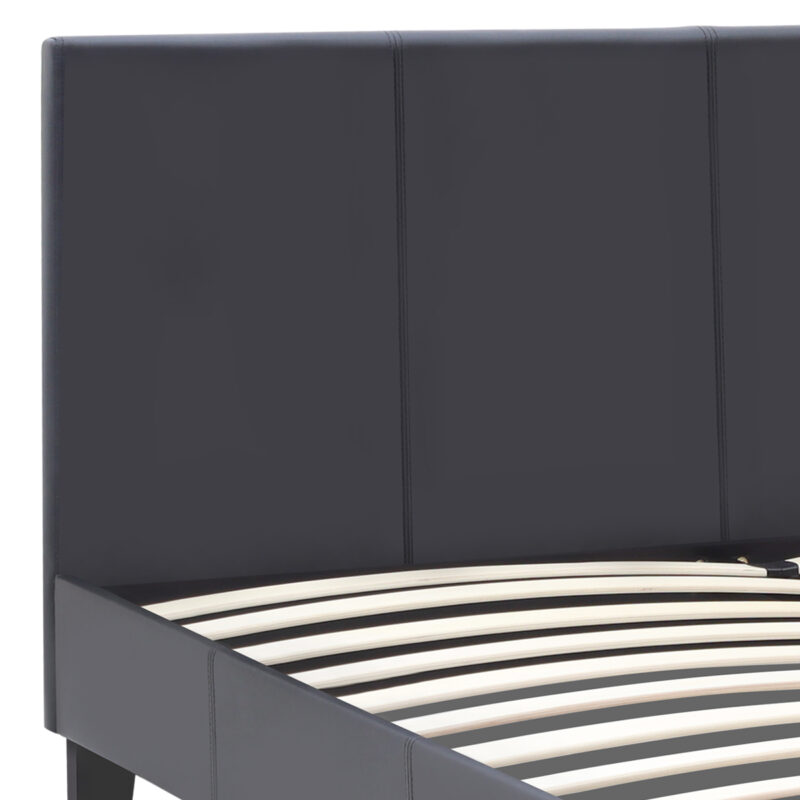 Κρεβάτι Flat Megapap από τεχνόδερμα χρώμα μαύρο ματ 150x200εκ.