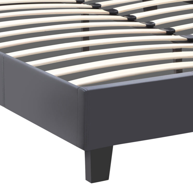 Κρεβάτι Flat Megapap από τεχνόδερμα χρώμα μαύρο ματ 150x200εκ.