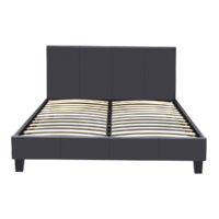 Κρεβάτι Flat Megapap από τεχνόδερμα χρώμα μαύρο ματ 140x190εκ.