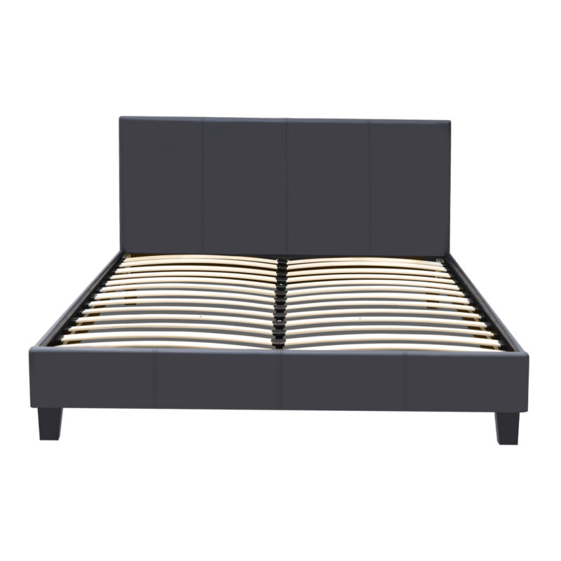 Κρεβάτι Flat Megapap από τεχνόδερμα χρώμα μαύρο ματ 140x190εκ.