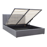 Κρεβάτι Renata Megapap υφασμάτινο με αποθηκευτικό χώρο χρώμα γκρι 160x200εκ.