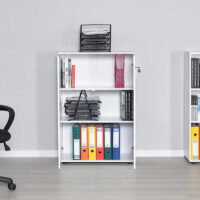 GP009-02842-2 Ντουλάπι γραφείου Rio Megapap με κλειδαριά χρώμα λευκό 72x34x109εκ.