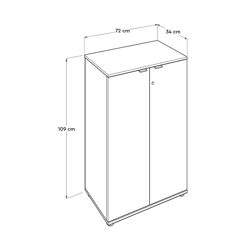 Ντουλάπι γραφείου Rio Megapap με κλειδαριά χρώμα καρυδί 72x34x109εκ.
