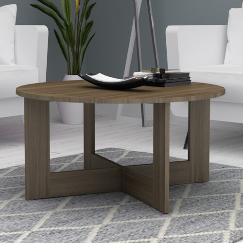 GP028-01013-1 Τραπεζάκι σαλονιού Kati Megapap χρώμα καρυδί Ø80x42εκ.