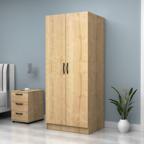 GP028-01372-1 Ντουλάπα ρούχων Vivian Megapap δίφυλλη χρώμα φυσικό οξιάς 80x51,8x181εκ.