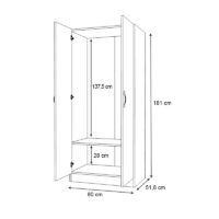 Ντουλάπα ρούχων Vivian Megapap δίφυλλη χρώμα καρυδί 80x51,8x181εκ.