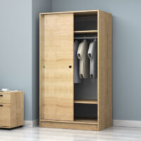 GP028-01382-2 Ντουλάπα ρούχων Regio Megapap δίφυλλη συρόμενη χρώμα φυσικό οξιάς 100x60x181εκ.