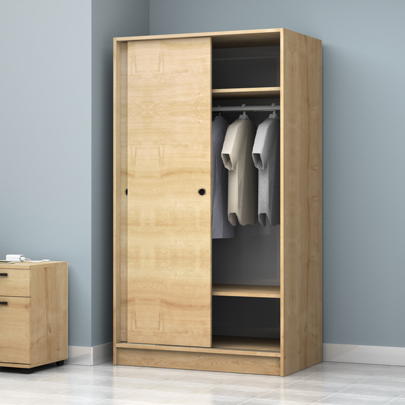 GP028-01382-2 Ντουλάπα ρούχων Regio Megapap δίφυλλη συρόμενη χρώμα φυσικό οξιάς 100x60x181εκ.