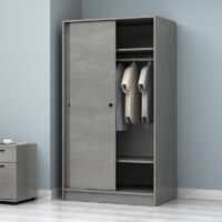 GP028-01383-2 Ντουλάπα ρούχων Regio Megapap δίφυλλη συρόμενη χρώμα γκρι σκυροδέματος 100x60x181εκ.