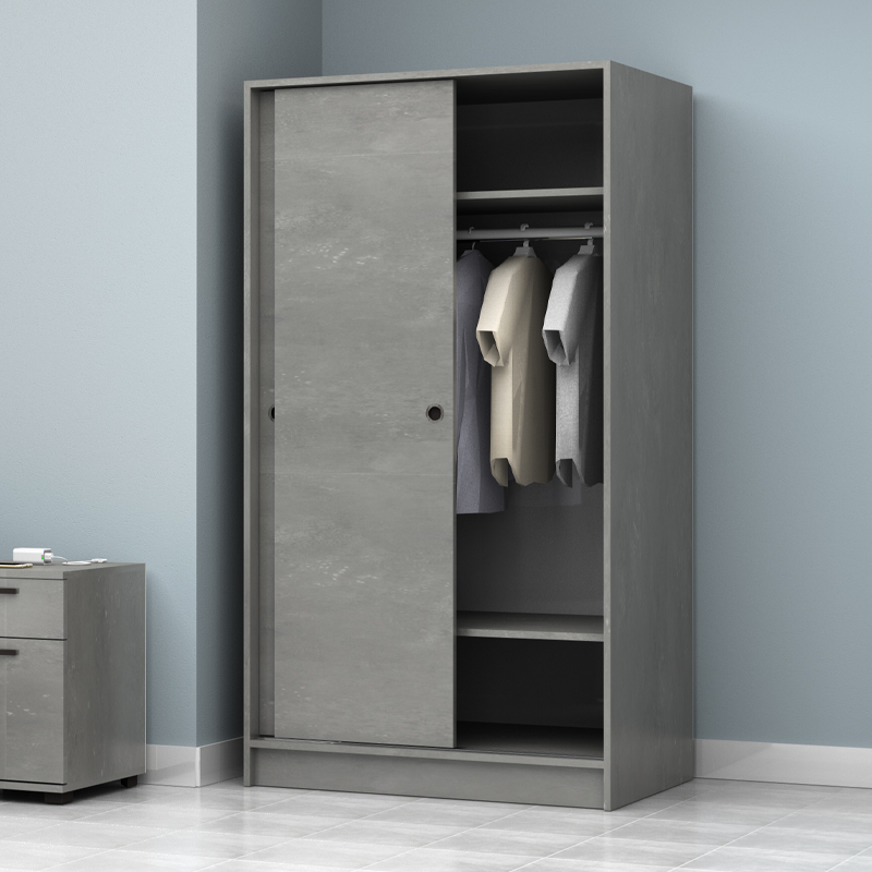 GP028-01383-2 Ντουλάπα ρούχων Regio Megapap δίφυλλη συρόμενη χρώμα γκρι σκυροδέματος 100x60x181εκ.