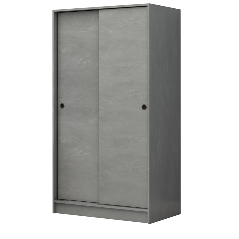 GP028-01383-3 Ντουλάπα ρούχων Regio Megapap δίφυλλη συρόμενη χρώμα γκρι σκυροδέματος 100x60x181εκ.