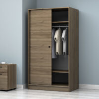 GP028-01384-2 Ντουλάπα ρούχων Regio Megapap δίφυλλη συρόμενη χρώμα καρυδί 100x60x181εκ.